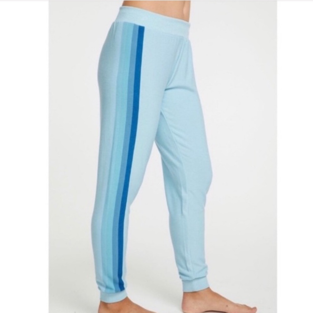 Chaser Light Blue Joggers with Navy Stripe